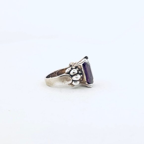 Vintage Sterling Silver 925 Ring w/ Purple Gemstone – Estate Size 4.5 - Picture 2 of 11